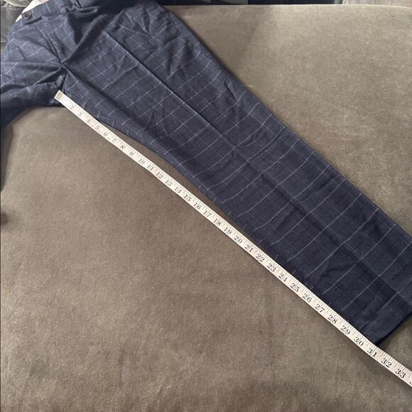 Men’s Dark Blue Plaid Slim Fit 3 Piece Business Formal Suit Jacket 42 Pants 40 - Picture 12 of 14